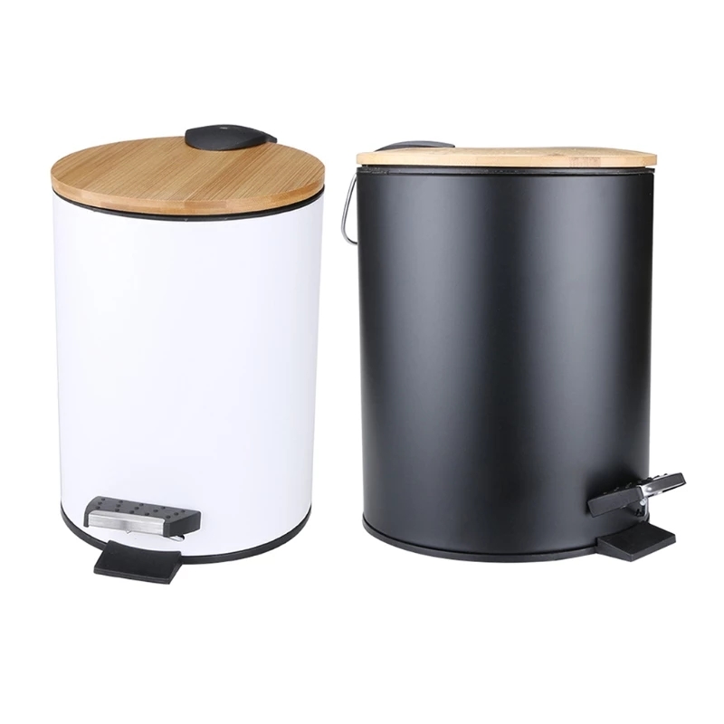 Commercial Kitchen Bin - 3/5L Wooden Flip Step Trash Can