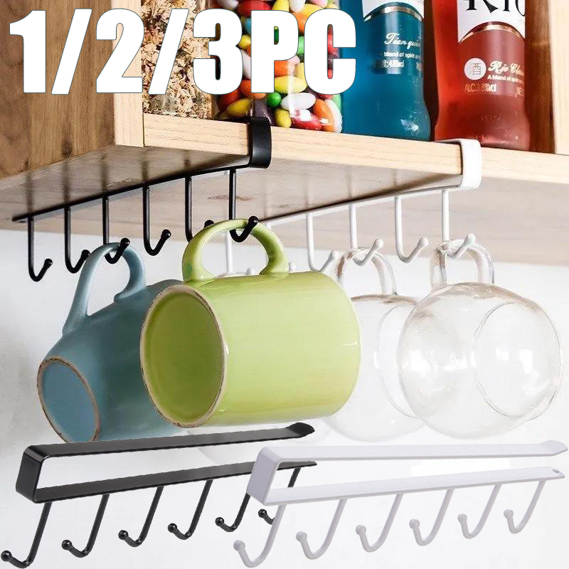 Commercial Kitchen Shed - 1/2/3PC 6 Hooks Kitchen Cabinet Storage