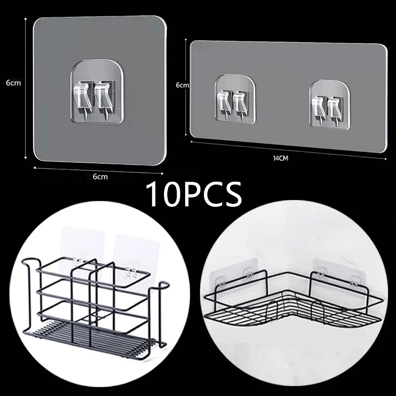 Commercial Kitchen Shed - 10PCS Transparent Hanging Shelf Hooks Wall